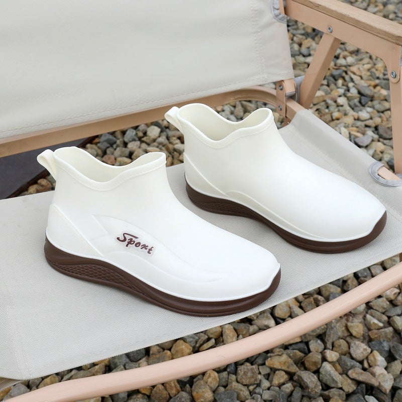 Rain Boots Short Tube Women'S Non-Slip Wear-Resistant Sea Water Shoes Fleece-Lined Warm Rubber Shoes One Waterproof Kitchen Rain Boots - Image 5